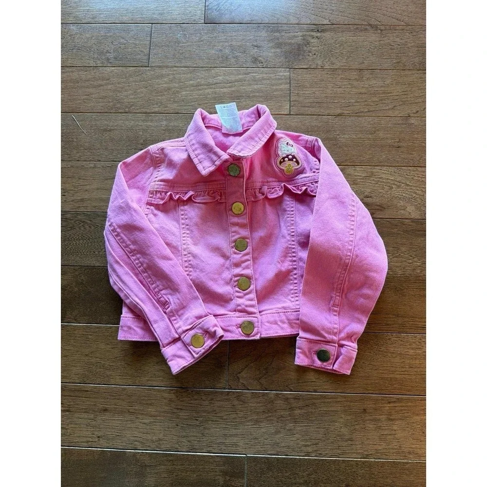 Hello Kitty Snap Button Closure Long Sleeve Denim Jacket Girl's Size 4